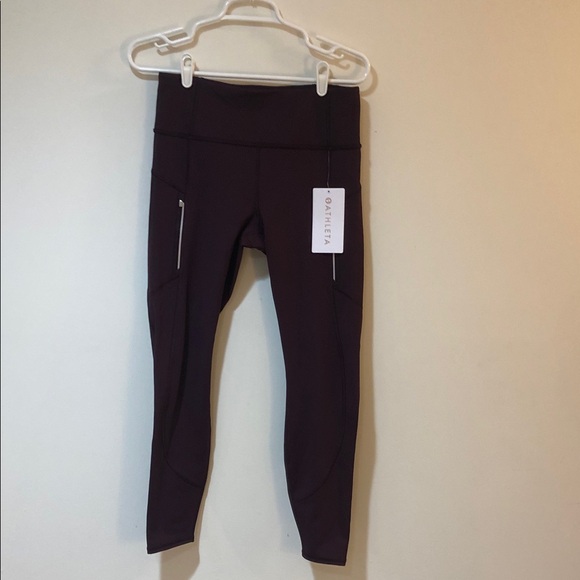 Athleta Dark Purple Leggings with Side Pockets - Picture 1 of 10